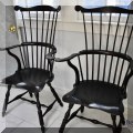F02. DR Dimes Black painted comb-back Windsor chairs. (Set of 6) 